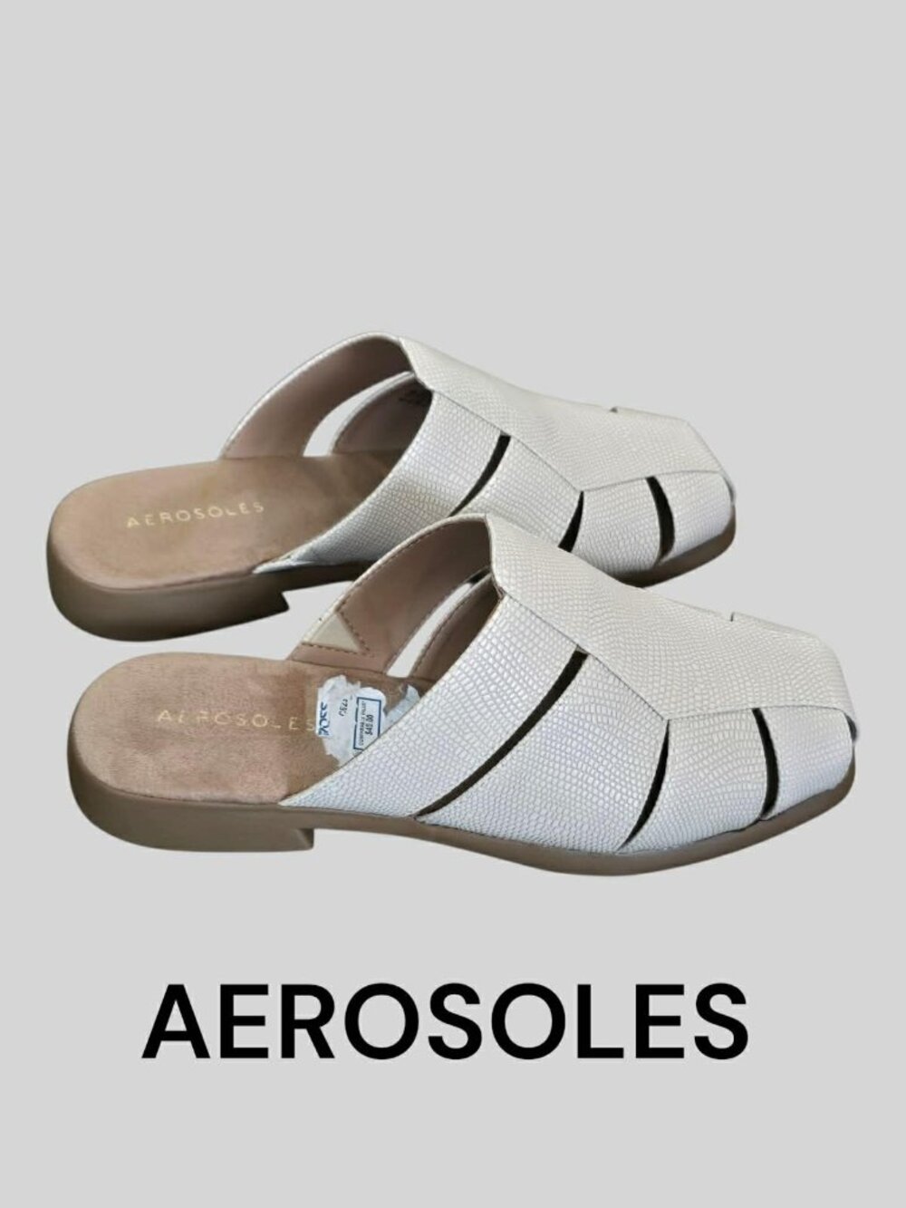 Aerosoles  4Life Cream Slip On Mules Cushioned Footbed  Sandals Shoe Womens 8.5